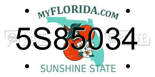 5S85034 Florida License Plate
