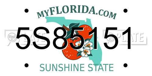 5S85151 Florida License Plate