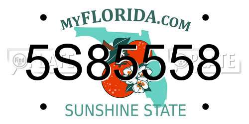 5S85558 Florida License Plate