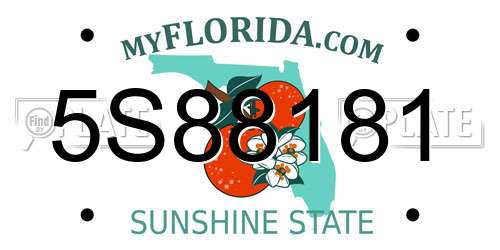 5S88181 Florida License Plate