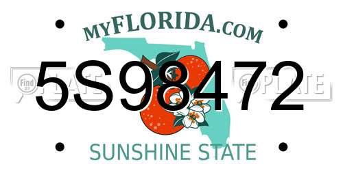 5S98472 Florida License Plate