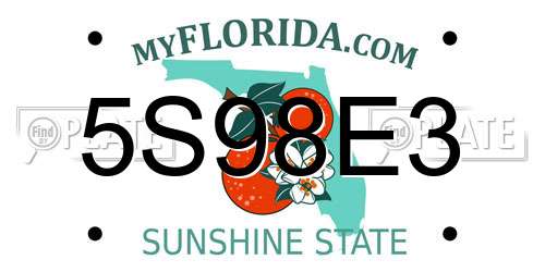 5S98E3 Florida License Plate