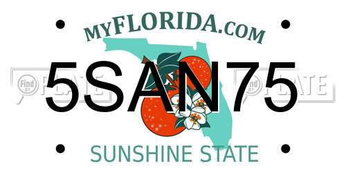 5SAN75 Florida License Plate