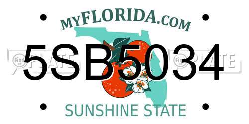 5SB5034 Florida License Plate