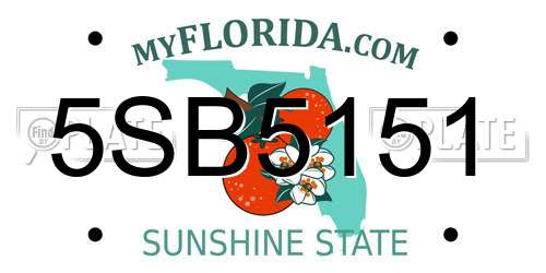 5SB5151 Florida License Plate