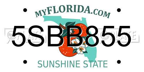 5SBB855 Florida License Plate