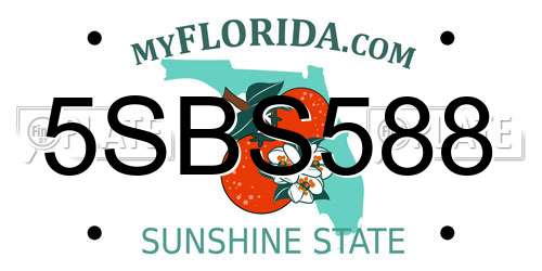 5SBS588 Florida License Plate