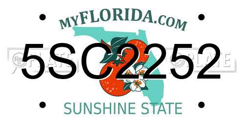 5SC2252 Florida License Plate