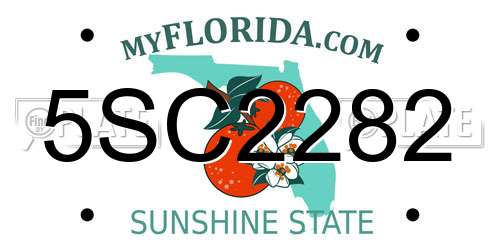 5SC2282 Florida License Plate