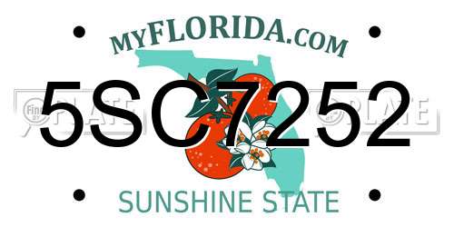 5SC7252 Florida License Plate