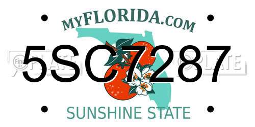 5SC7287 Florida License Plate