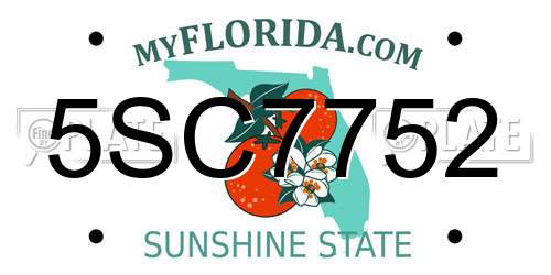5SC7752 Florida License Plate