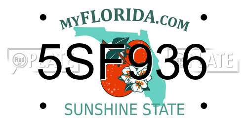 5SF936 Florida License Plate