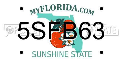 5SFB63 Florida License Plate