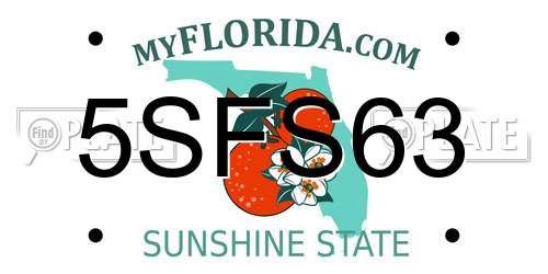 5SFS63 Florida License Plate