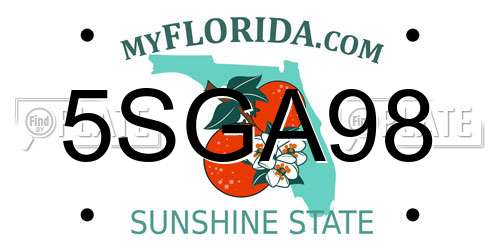 5SGA98 Florida License Plate