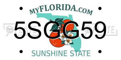 5SGG59 Florida License Plate
