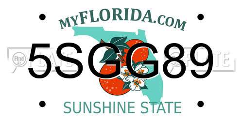 5SGG89 Florida License Plate