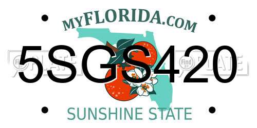5SGS420 Florida License Plate