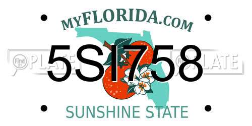 5SI758 Florida License Plate