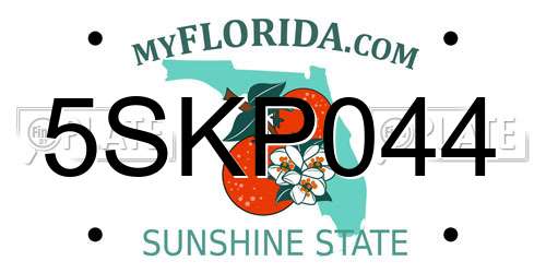5SKP044 Florida License Plate