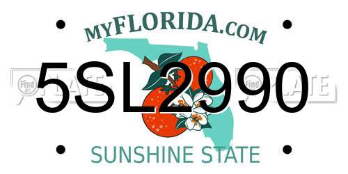 5SL2990 Florida License Plate
