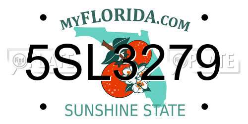 5SL3279 Florida License Plate