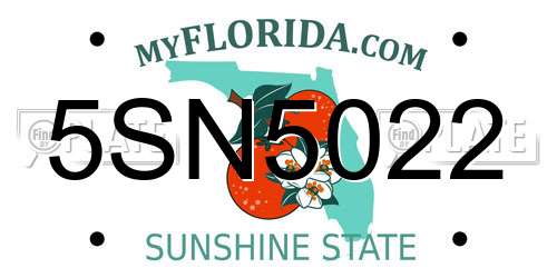 5SN5022 Florida License Plate