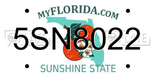5SN8022 Florida License Plate