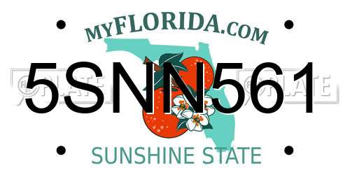 5SNN561 Florida License Plate