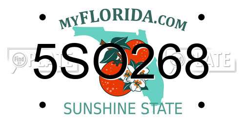 5SO268 Florida License Plate