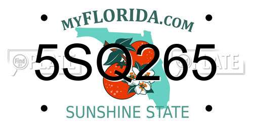5SQ265 Florida License Plate