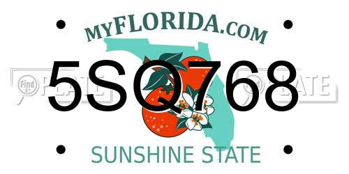 5SQ768 Florida License Plate
