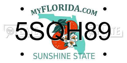 5SQH89 Florida License Plate