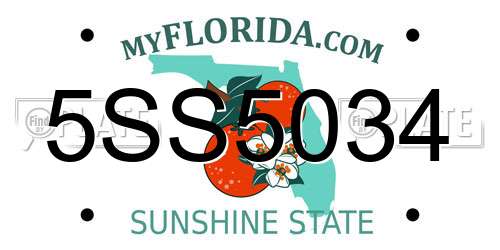 5SS5034 Florida License Plate