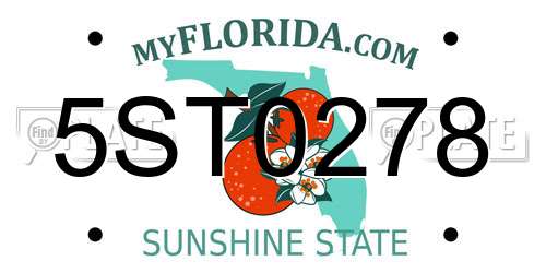 5ST0278 Florida License Plate