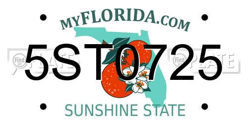 5ST0725 Florida License Plate