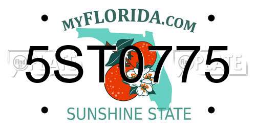5ST0775 Florida License Plate