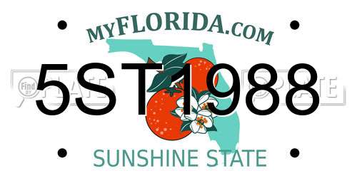 5ST1988 Florida License Plate