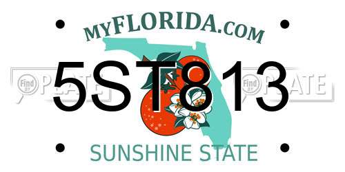 5ST813 Florida License Plate