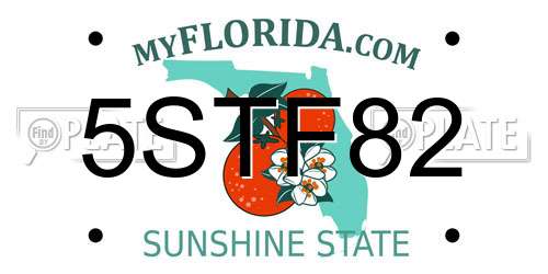 5STF82 Florida License Plate