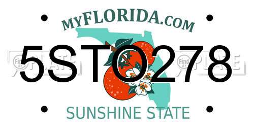 5STO278 Florida License Plate