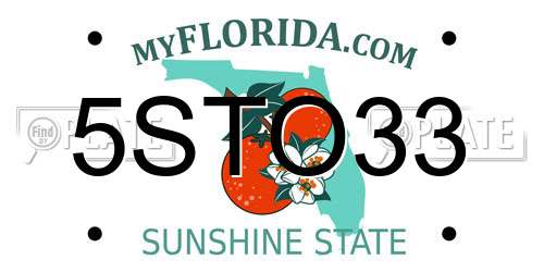 5STO33 Florida License Plate