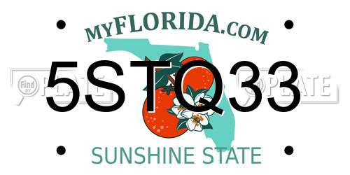 5STQ33 Florida License Plate