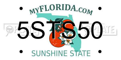 5STS50 Florida License Plate