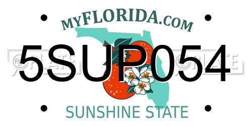 5SUP054 Florida License Plate