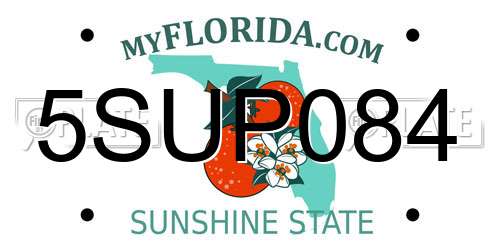 5SUP084 Florida License Plate