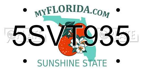 5SVT935 Florida License Plate