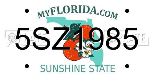 5SZ1985 Florida License Plate