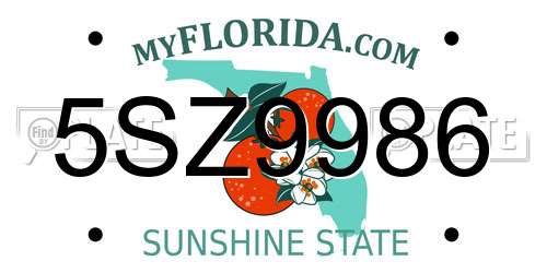 5SZ9986 Florida License Plate